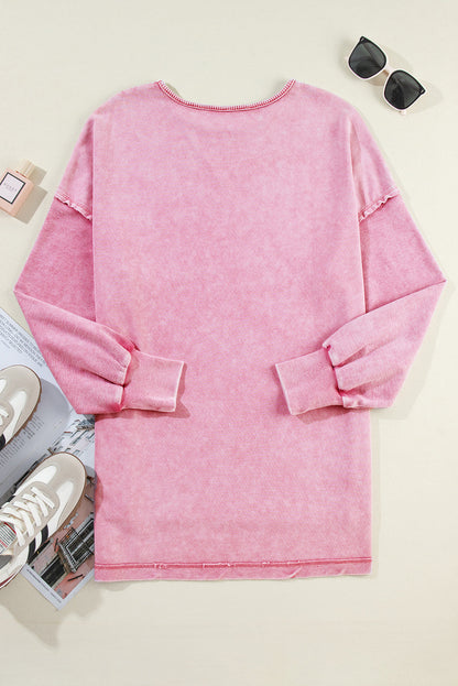Mineral Wash Drop Shoulder Pullover Sweatshirt