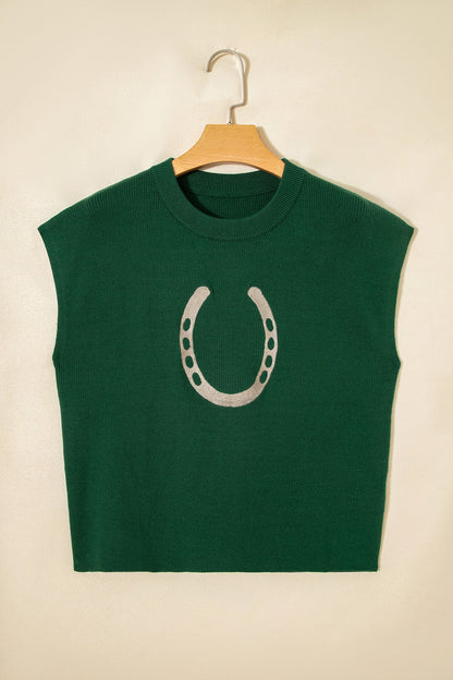 Western Horseshoe Graphic Short Sleeve Sweater