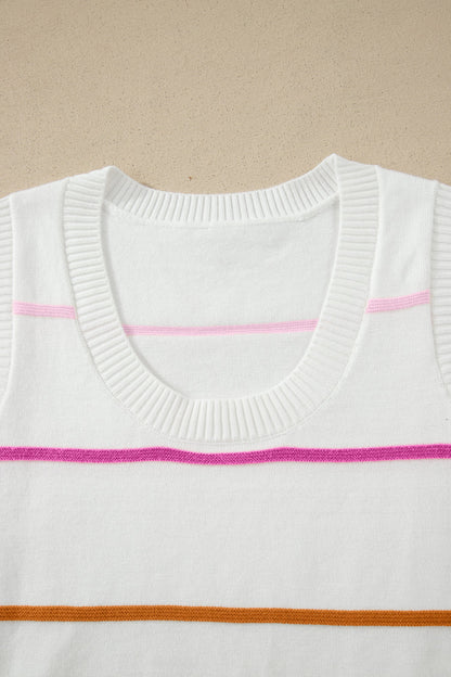 Stripe Round Neck Sleeveless Sweater Tank