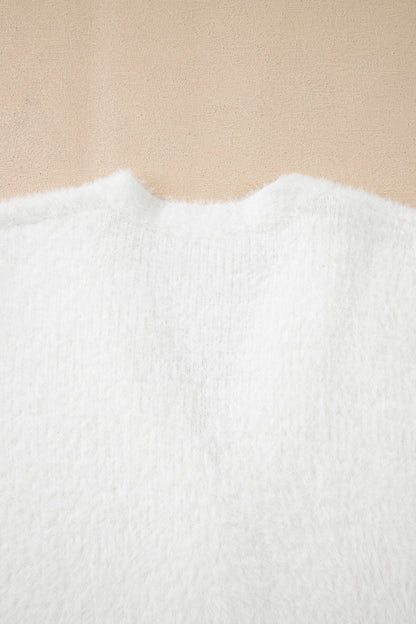 Solid Fuzzy Button-Front Cardigan