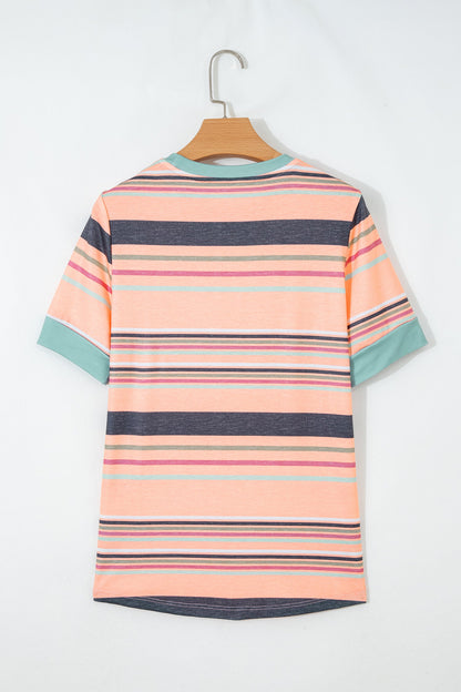 Stripe Short Sleeve Crew Neck T-Shirt