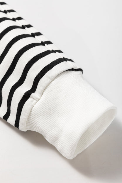 Stripe Raglan Sleeve Side Slit Sweatshirt