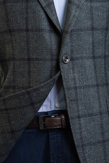 Sartorio Windowpane Virgin Wool-Silk-Linen Sport Jacket