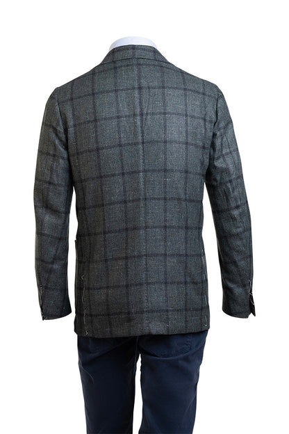 Sartorio Windowpane Virgin Wool-Silk-Linen Sport Jacket