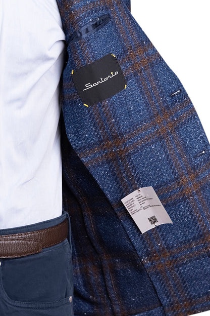 Sartorio Double Windowpane Virgin Wool-Silk-Linen Sport Jacket