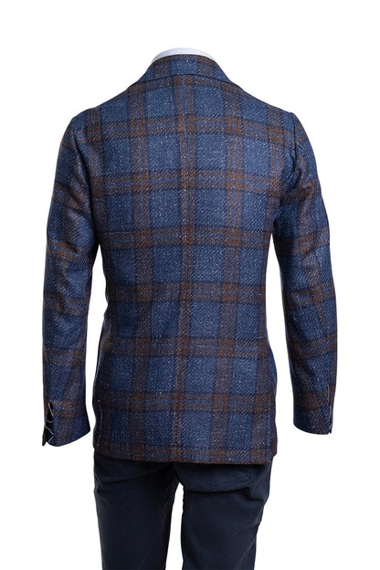 Sartorio Double Windowpane Virgin Wool-Silk-Linen Sport Jacket