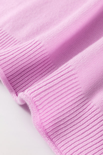 Solid Ribbed Raw Edge Drop Shoulder Sweater