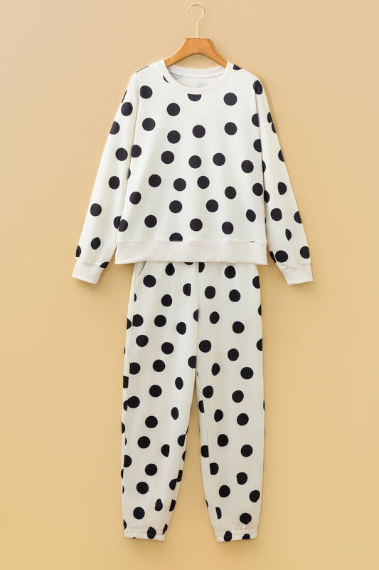 Polka Dot Pullover and Jogger Pants Set