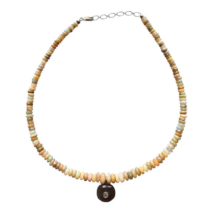 One-of-a-Kind Yellow Opal Round Pendant Necklace