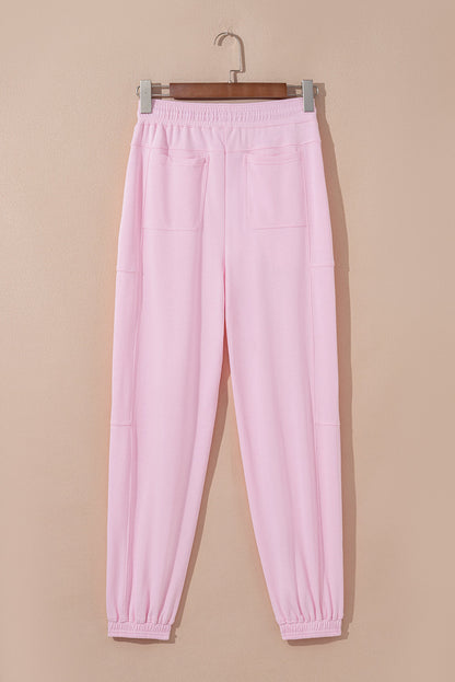 Solid Drawstring Elastic Waist Jogger Pants