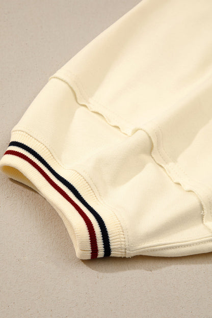 Varsity Stripe Cuffed Short Sleeve Tunic Top