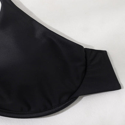 Push Up Bikini Set Sexy Solid Swimsuit Women Mesh Pants Bathing Suits Swimwear