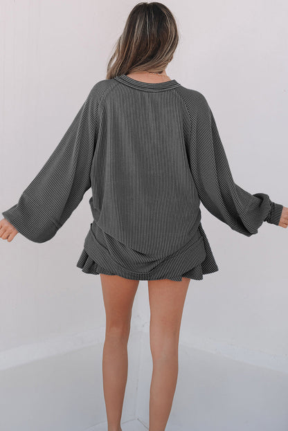 Corded Top and Ruffle Mini Skort Set