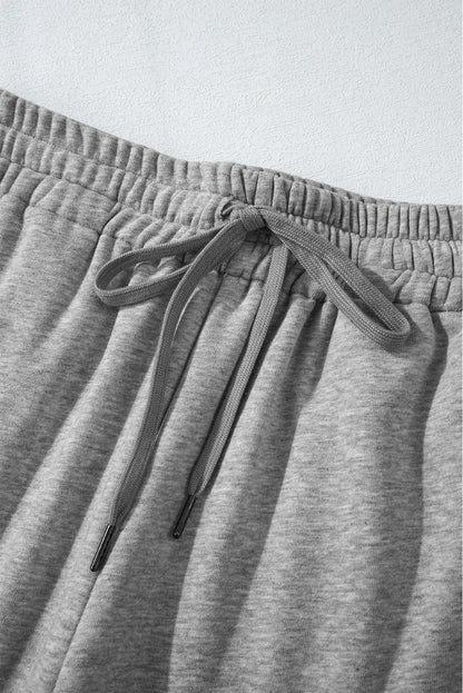 Solid Fleece-Lined Drawstring Waist Pants