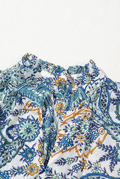 Floral Boho V-Neck Short Sleeve Mini Dress