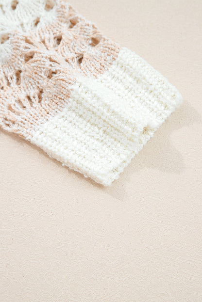 Colorblock Hollow-Out Drop Shoulder Sweater