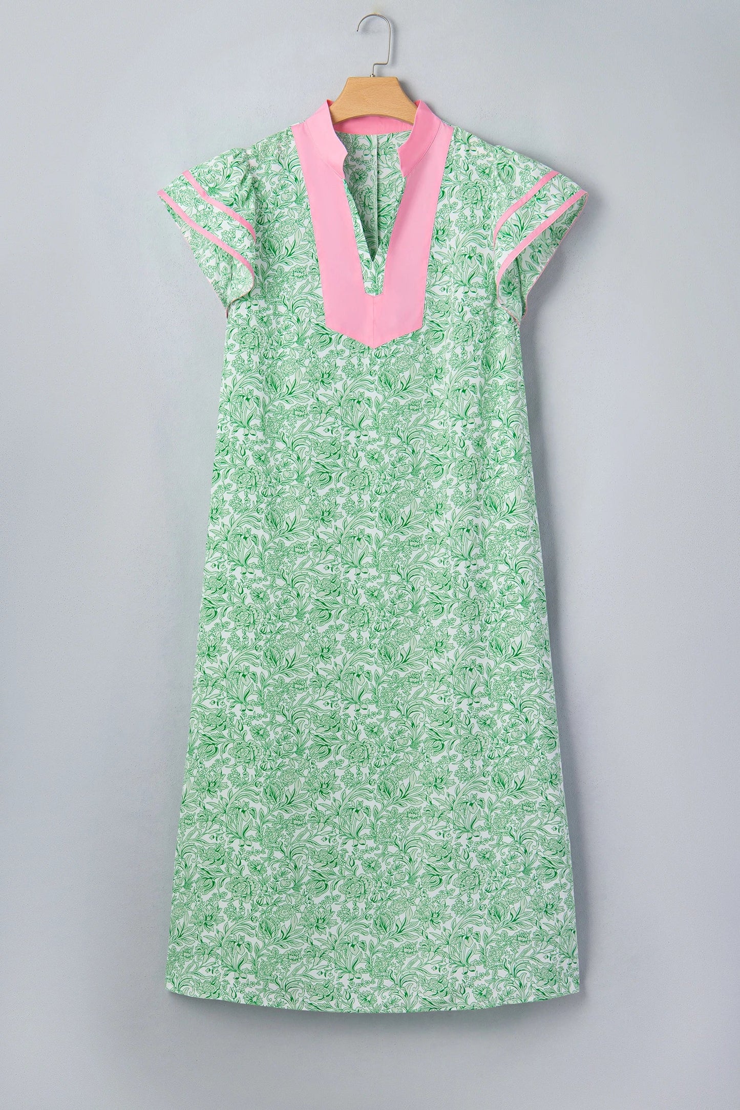 Plus Size Floral Flutter Sleeve Kaftan Maxi Dress