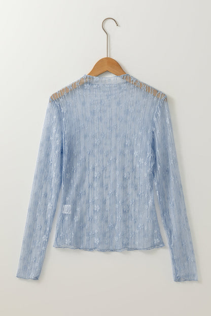 Floral Sheer Lace Long Sleeve Top