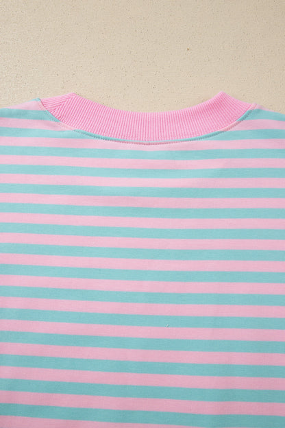 Stripe Colorblock Pullover & Pull-On Shorts Set
