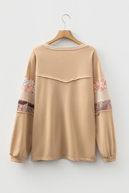 Plus Size Floral Patchwork Reverse Seam Top