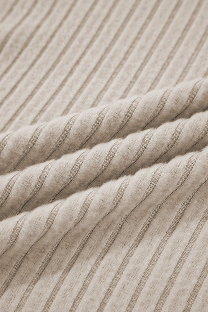 Solid Ribbed Knit Textured Round Neck Top