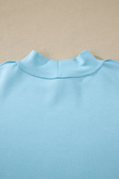 Solid Exposed Seam Mock Neck Tee & Shorts Set