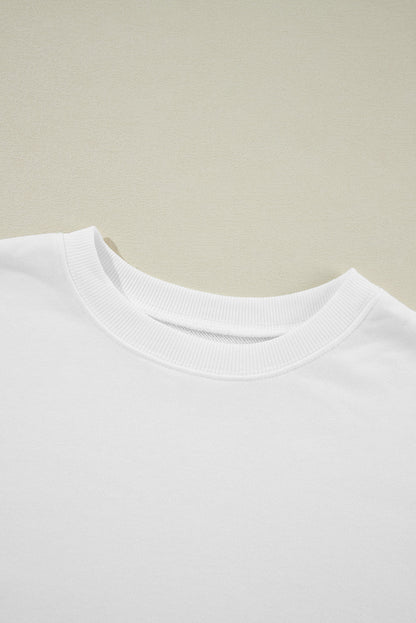 Solid Drop Shoulder Crewneck Pullover Sweatshirt