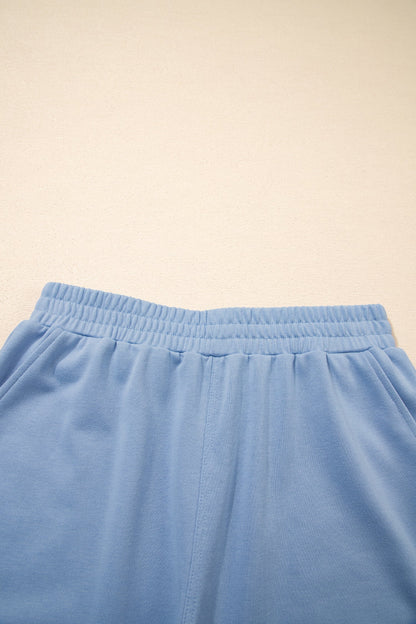 Solid Textured Raw Edge Top and Short Set