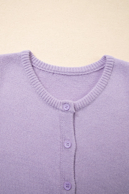 Solid Short Sleeve Cardigan Sweater Tee