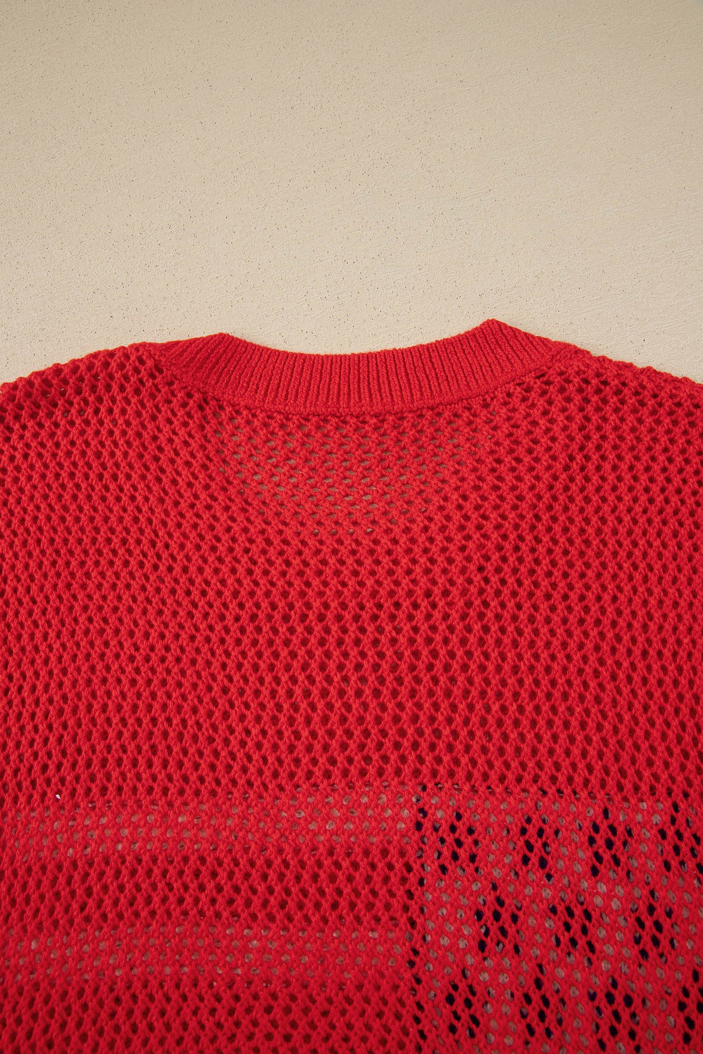 USA Flag Crochet Short Sleeve Sweater Top