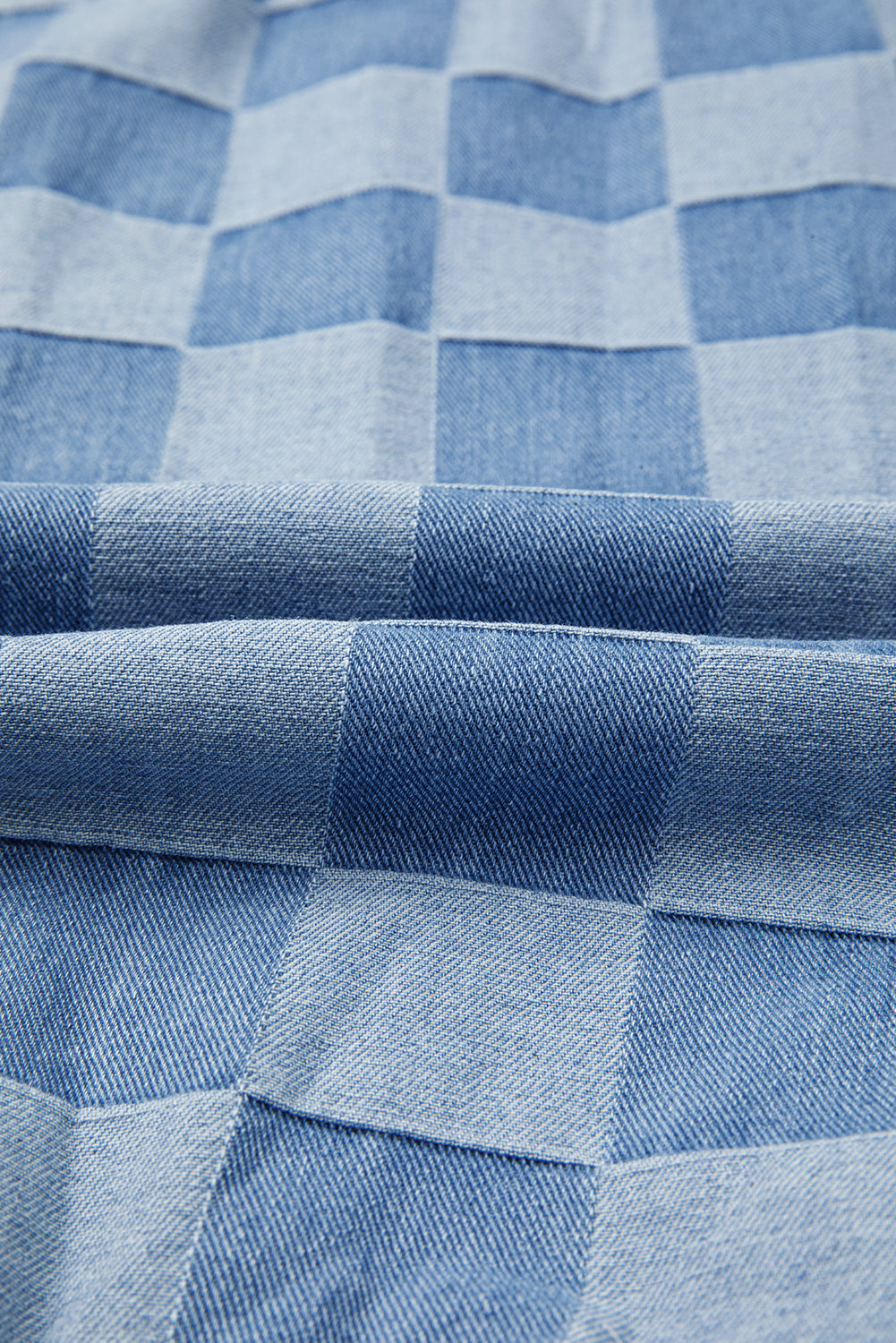 Checker Denim Raw Edge Top
