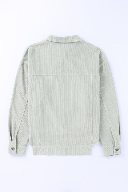 Solid Corduroy Raw Hem Cropped Jacket