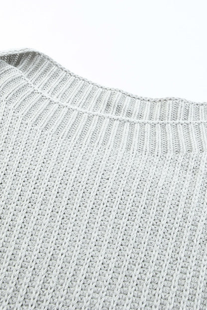 Solid Buttoned Drop Shoulder Sweater