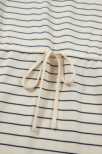 Stripe Drawstring Tunic Tank Mini Dress w/ Pockets
