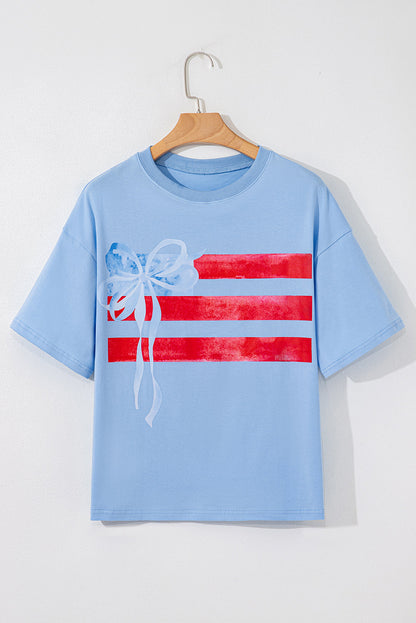 USA Flag Bow Crewneck Graphic Tee