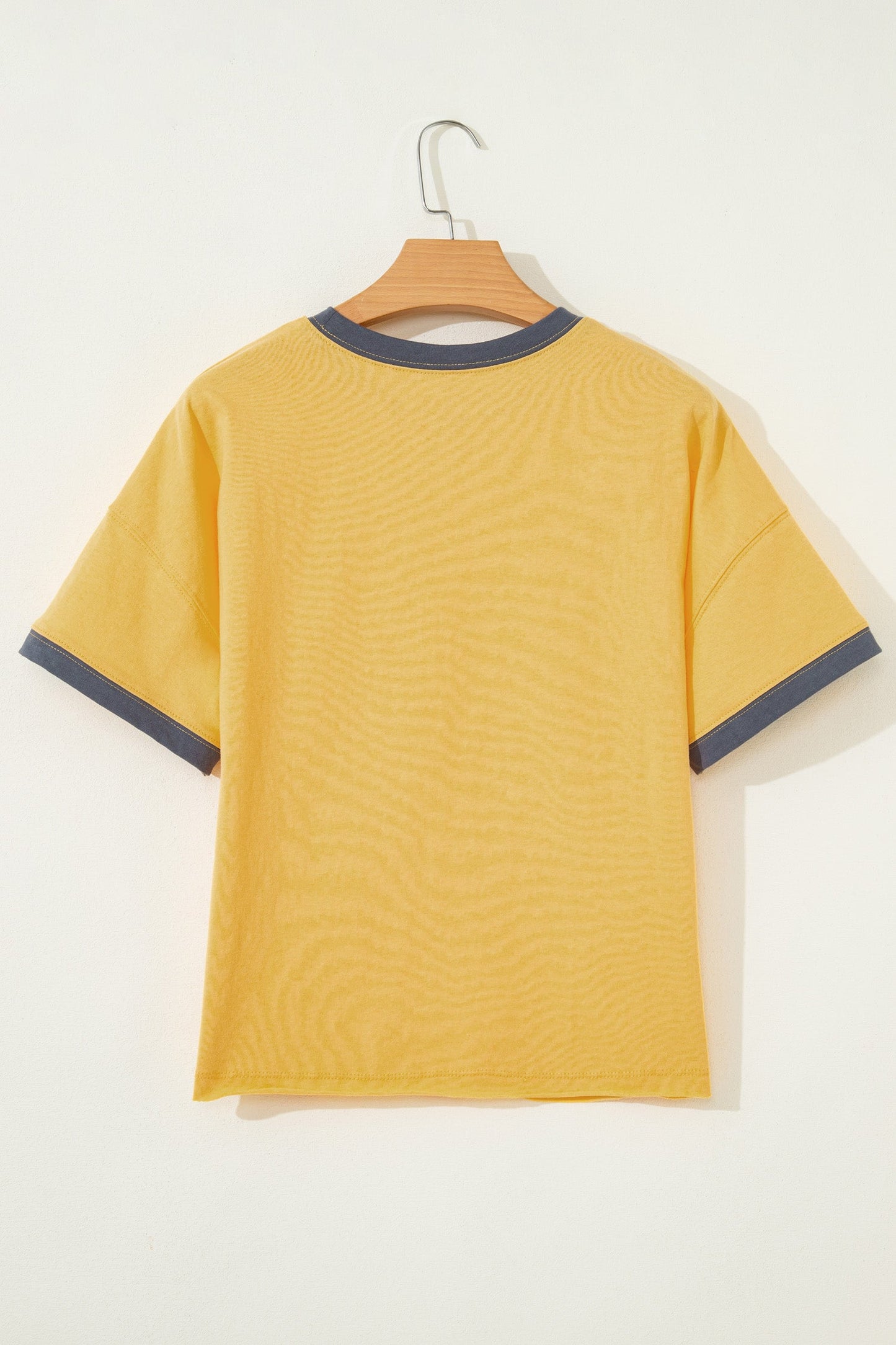 Ellison Contrast Trim Raw Hemline Short Sleeve Loose Top