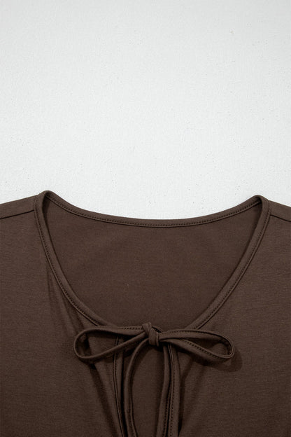 Plus Size Solid Bow-Tie Peplum Tank Top