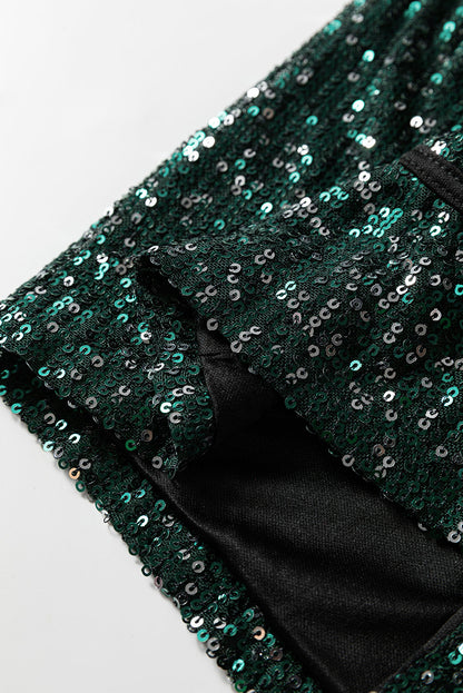 Sequin Open-Front Long Sleeve Cardigan