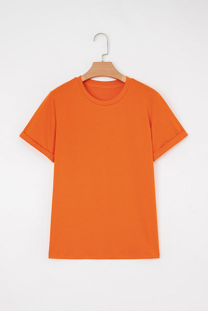 Solid Short Sleeve Crew Neck Tee