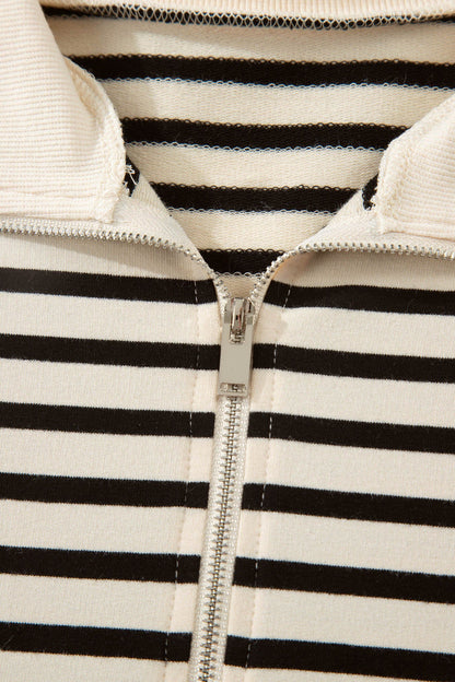 Stripe Colorblock Zip Polo & Drawstring Shorts Set