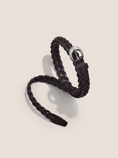 Premium Cowhide Retro Hand-Woven Twisted Thin Belt