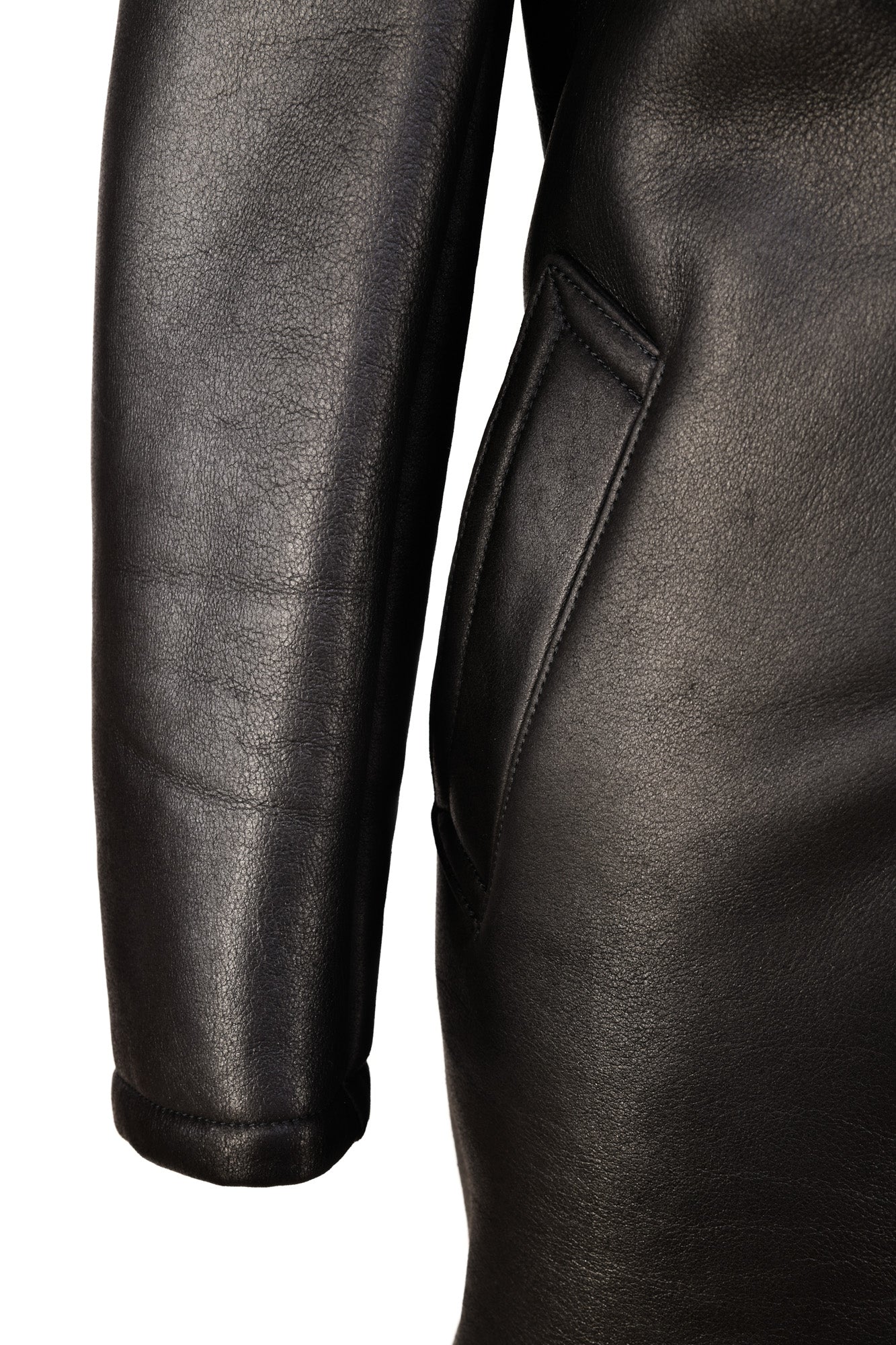Hettabretz Leather Shearling Overcoat