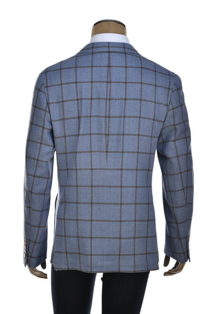 Fiore di Napoli Windowpane Wool Double-Breasted Sport Jacket