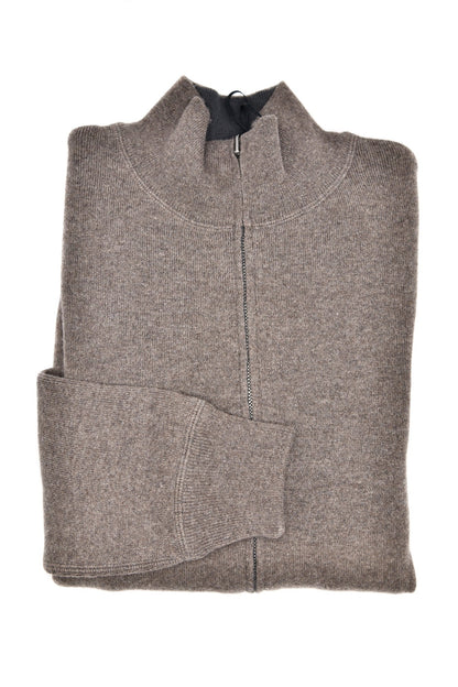 Manrico Cashmere Mock Neck Reversible Zip-Up Sweater