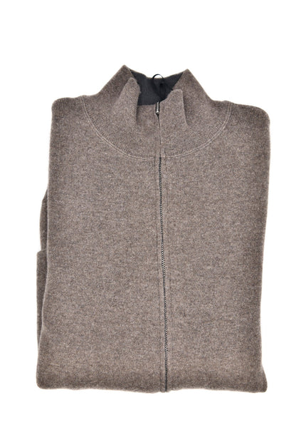 Manrico Cashmere Mock Neck Reversible Zip-Up Sweater