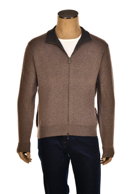 Manrico Cashmere Mock Neck Reversible Zip-Up Sweater