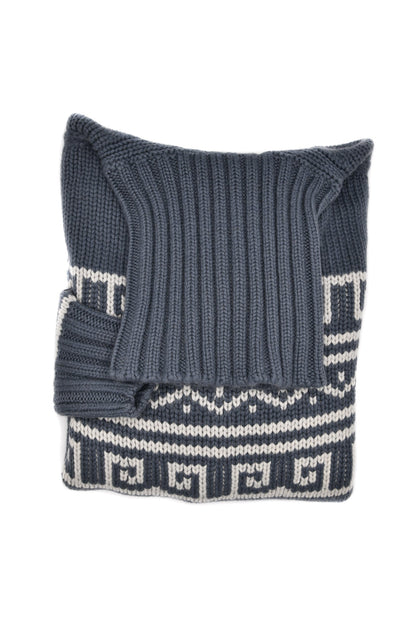 Manrico Cashmere Tribal Pattered Turtleneck Thick Knit Sweater