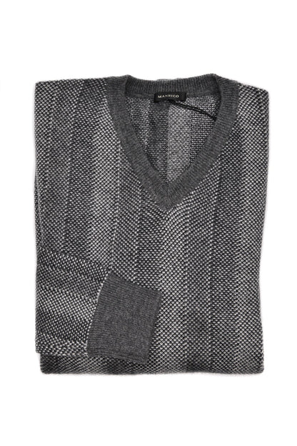 Manrico Striped Cashmere V-Neck Sweater