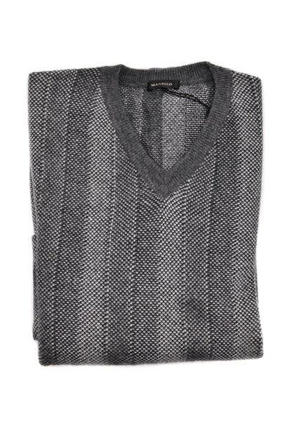 Manrico Striped Cashmere V-Neck Sweater