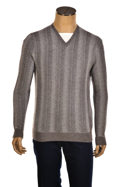 Manrico Striped Cashmere V-Neck Sweater